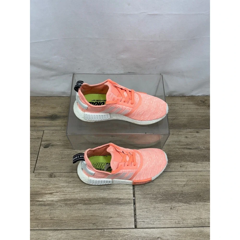 Adidas NMD_R1 Shoes Peach Coral Pink White Boost Women's Size 7.5 FY5608